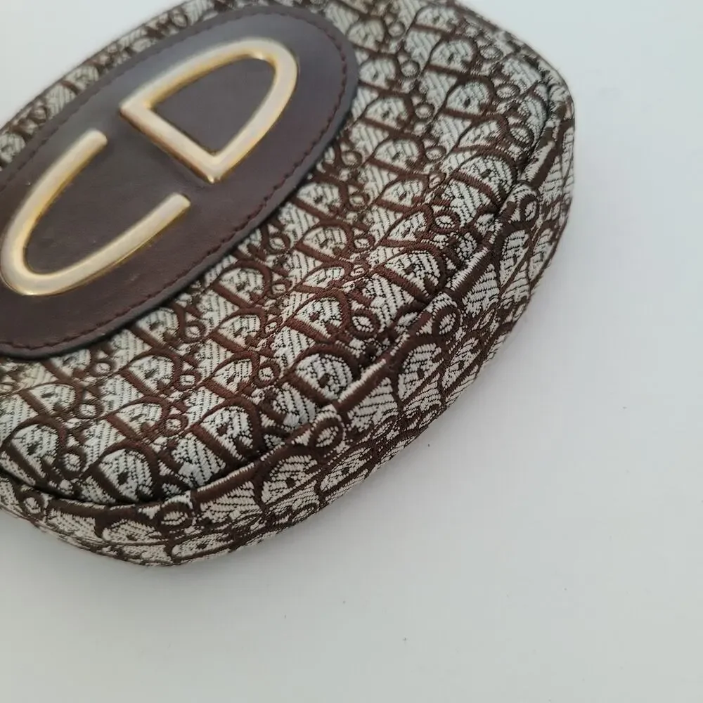 Auth Christian Dior Monogram Mini Zip Brown Small Coin Wallet‎ Compact Retro 90s